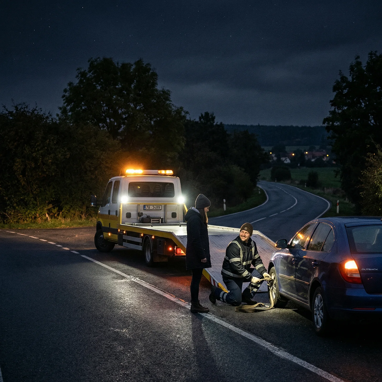 Gece saatlerinde aktif oto çekici ve yol yardım hizmeti görseli